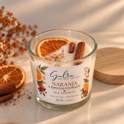vela aromatica naranja y especias otonales Galia Artesania